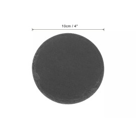 Unbranded 6pcs Round Slate Drink Coasters, 4 Inch Black Slate Stone Coasters