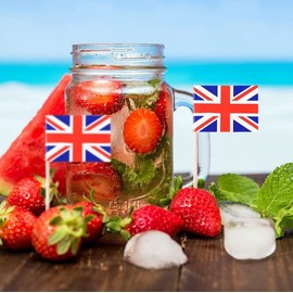 100pcs Mini UK Flags Union Jack Cocktail Sticks Cupcake Toppers Picks for Kings Coronation Party Food Decorations British Flag