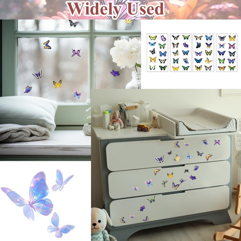 Bike Stickers,80 Pcs Butterfly Bike Frame Stickers Colourful Bicycle Decorative