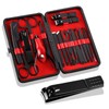 18PCS Nail Clippers Set Black Stainless Steel Portable High Strength