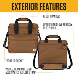 Carhartt Thick Foam Fully Insulated Cold Front Coolers, Premium Ice Retention, Durable Water Resistant Material W/Front Zippered Pocket, 24 Can Lunch Cooler, Tarmac