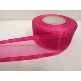 2 metres x 40mm Edged Organza Ribbon Magenta Dark Pink Double Sided Satin Edge Sheer 40 mm 4cm