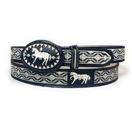 Kids Embroidered Black Charro Belt, Kids Western Belt, Cowboy Rodeo Horse Kids Belt (18)