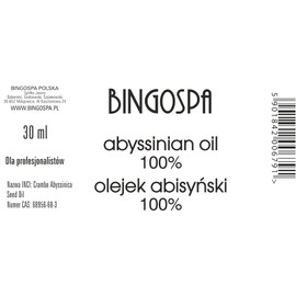 BINGOSPA Anti-Ageing Nourishing Abessinian Oil for Skin Improvement, Skin Moisturising, Skin Hydration and Skin Elasticity, Hair Care for Dry Hair, Hair Tips 30 ml
