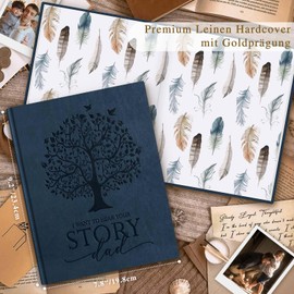 Lanpn Papa Erzähl mal Geschichte Book Tell mir deine Lebensgeschichte mit 300+ fragen, Fäter Memory Book Filling Book Father's Day Birthday Gift Dad Life Story Guided Journal (Blue)