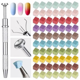 100 Pcs Soft Nail Sponges for Ombre With Metal Grabbing Pen Gradient Color Mixed Manicure Tools Aura Art DIY Accessories Makeup Supplies (Colorful, Small)