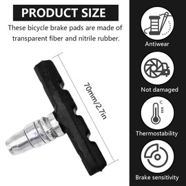 KEQAR 2 Paar Premium Professionelle Mountainbike V-Brake Bremsbeläge, Fahrradbremsen Block Kit, Bremsschuhe, Bremsbacken Fahrrad (70mm) (Schwarz)