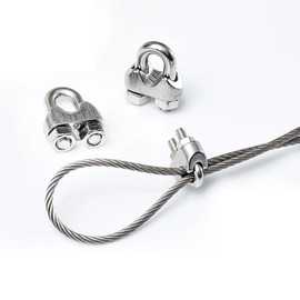 Leliafleury M8 Wire Rope Cable Clamp 8Pcs Stainless Steel U Bolt Clamp Wire Rope Clips for Cable Fittings