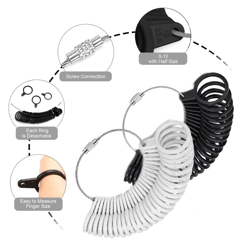 Ring Sizer Measuring Tool,Ring Measurer and Mens Ring Sizer,7pcs Rings