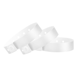 100 WristCo White Plastic Wristbands for Events – Extended Wear, Secure Snap Prevents Reuse – Premium-Grade Bracelets for Hospital & Medical ID, Party & VIP Identification