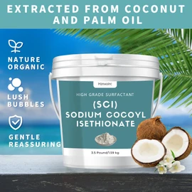 3.5 lb Sodium Cocoyl Isethionate, Premium Sodium Cocoyl Isethionate (SCI) Powder, Amazing Bubbles, Gentle on Skin, Biodegradable, Suitable for Making Bath Bombs, Bath Truffles and More