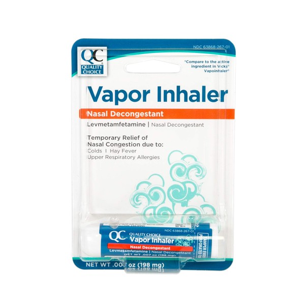 Quality Choice Nasal Decongestant Levmetamfetamine Vapor Inhaler, 198mg Each (3)