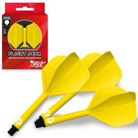 Shot! Darts Flight Deck One Piece Dart Flight and Shaft System, Reduced Deflections, Standard Shaped Flight (350 Micron), Available in Set of 3 (Yellow, Medium)