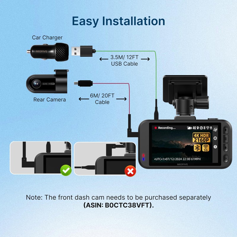 Miofive in-Car Rear Camera for Miofive S1/S1 Pro/S1 Ultra Series