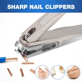 Baluue Rotatable Nail Clipper Set with Nail File 2-Piece Stainless Steel Fingernail and Toenail Clippers in Compact Metal Storage Box for Manicure and Pedicure