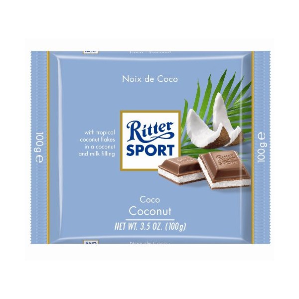 Ritter Sport Chocolate, Coconut, 3.5 Ounce (Pack of 12)