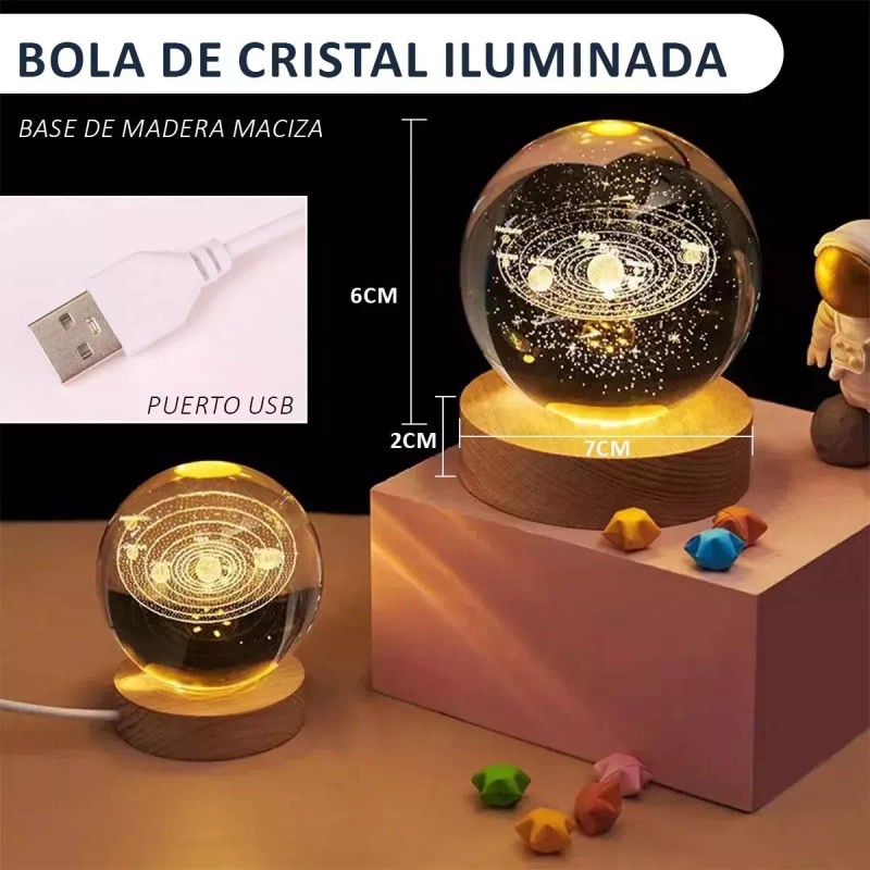 Abigale Lampara De Noche Led 3d Galaxia Bola Cristal Luz