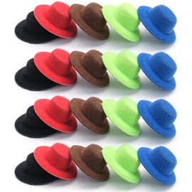 INHEMING Pack of 20 Miniature Doll Hats, Mini Top Hat Sombrero Hats, Small Hats Felts, for DIY Decoration