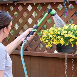 STYDDI Watering Wand 18”, Metal 9 Pattern Garden Watering Wand with Pivoting Head and Thumb Control, 18-Inch Watering Wand for Garden Hose, Ideal for Watering Hanging Basket and Shrubs, Flower, Green
