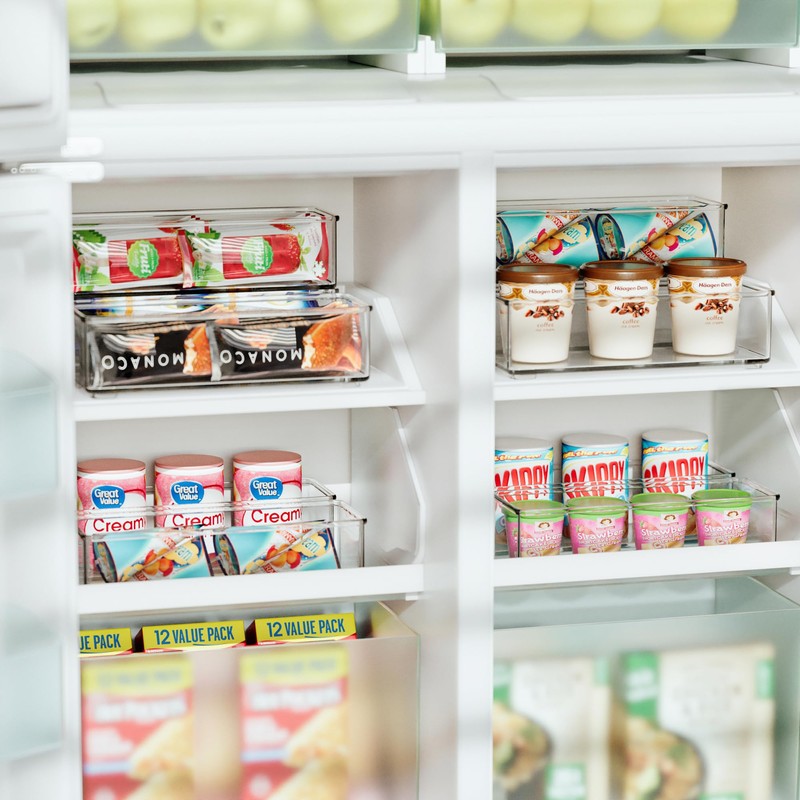 Heyuzb 4 PACK Freezer Organizer Bins Clear Stackable Storage Bins