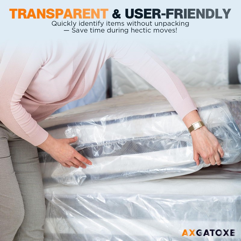 Plastic Mattress Bag for Moving Storage, Waterproof Mattress Cover, Mattress