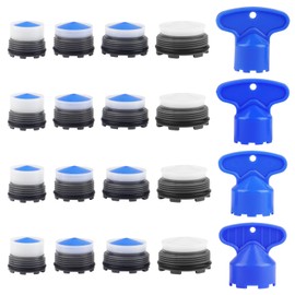 20 PCS Faucet Aerators Faucet Cache Aerators Replacement with 4 PCS Faucet Aerator Removal Tool Faucet Aerator Key Removal Wrench, Water Saving Sink Flow Restrictor Set, Male Threads 16.5 18.5 21.5 24