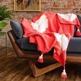 Refinery29 | Arden Bedding Collection | Premium Cotton Textured Throw Blanket, Modern Design for Luxury Home DÃ©cor (50 x 70, Orange)