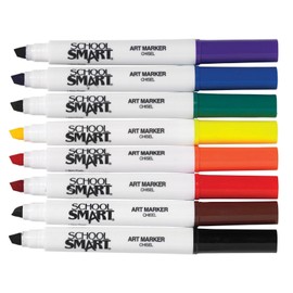 School Smart - Marcadores artísticos de punta de cincel para la escuela, el hogar y más, varios colores, paquete de 8