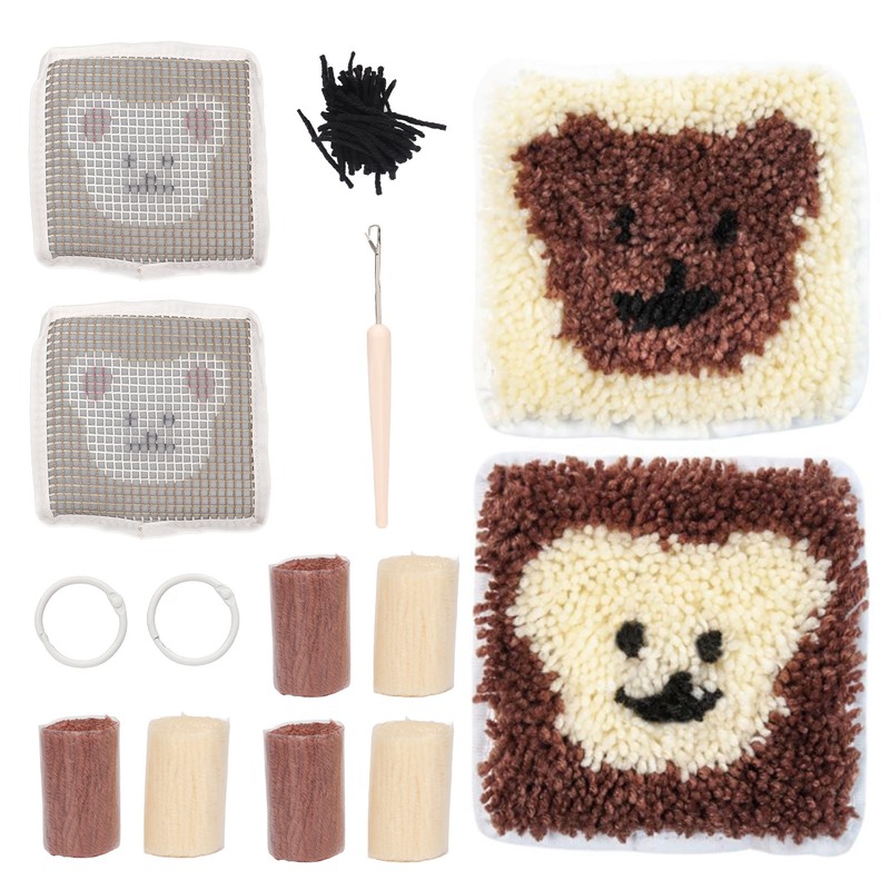 Latch Hook Kit Cup Coaster DIY Set Lovely Bear Pattern