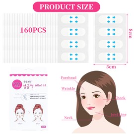 Pack of 160 Face Tape Lifting Face, Face Lifting Tape, Lifting Tapes Face, Invisible Thin Face Sticker, Face Tape Against Wrinkles, for Invisible V-Shaped Face and Neck Tightening