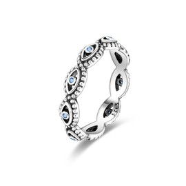 NARMO Evil Eye Rings for Women 925 Sterling Silver Ring Stackable Finger Ring Turkish Blue Eye Lucky Jewelry Gifts (6)