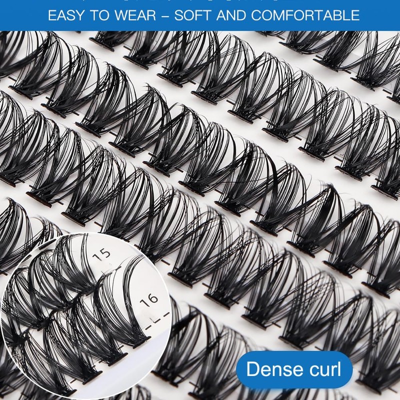Bransfy False Eyelashes Clusters 280pcs DIY Eyelash Extension D Curl