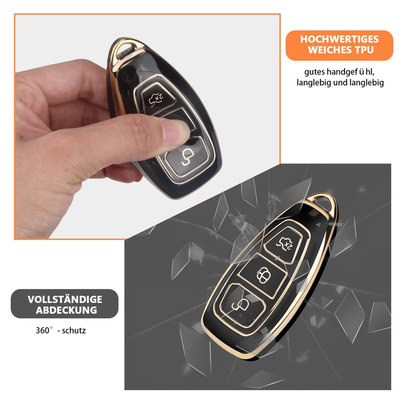 FT FUNTOR Golden Edge Black and White Key Holder, 4
