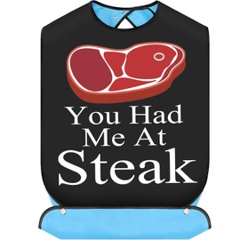 BWWKTOP Funny Steak Lover Bibs With Crumb Catcher BBQ Bibs For Adults You Had Me At Steak Adjustable Bibs For Meat Lover Meat Eate (At Steak)