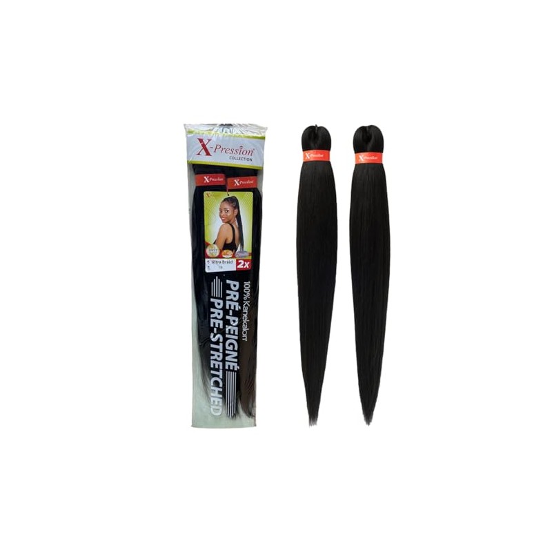 Xpression Pre-Stretched Braiding Hair - 100% Kanekalon, Itch-Free, Lightweight, Hot