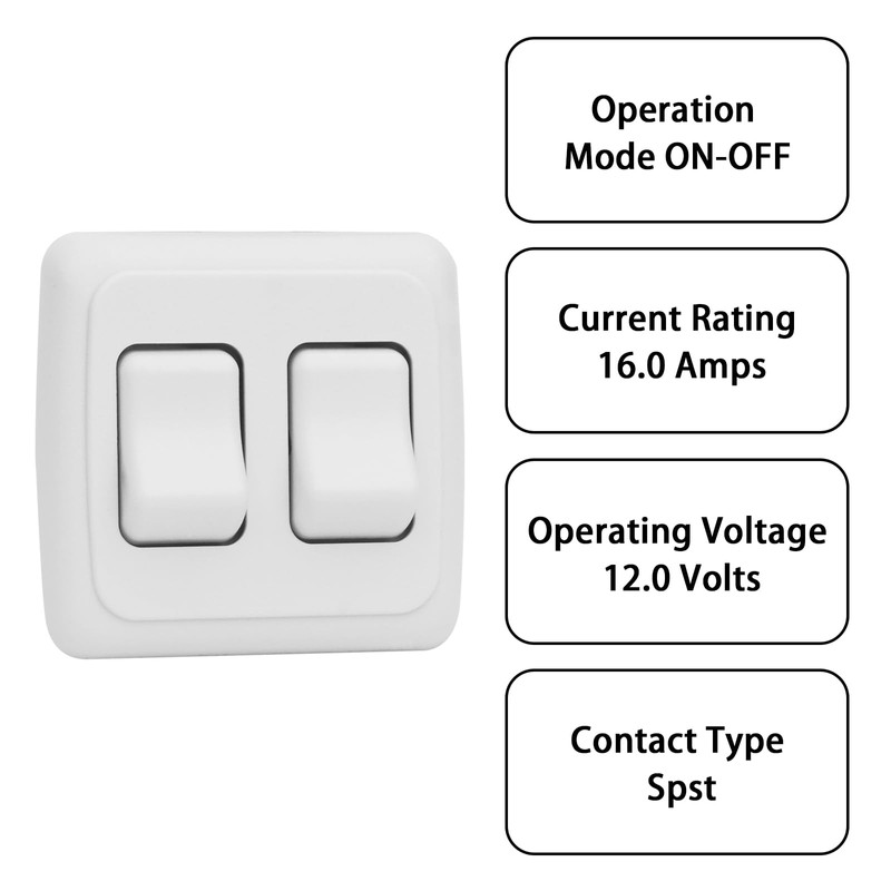 CCTP Double SPST On-Off Switch with Bezel, 12V Light Switch