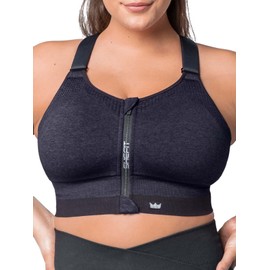 SHEFIT Seamless Sports Bra for Women Adjustable Straps Wire Free Support for Low Impact Sports Yoga, Cycling, and Hiking, Heathered Indigo, Medium
