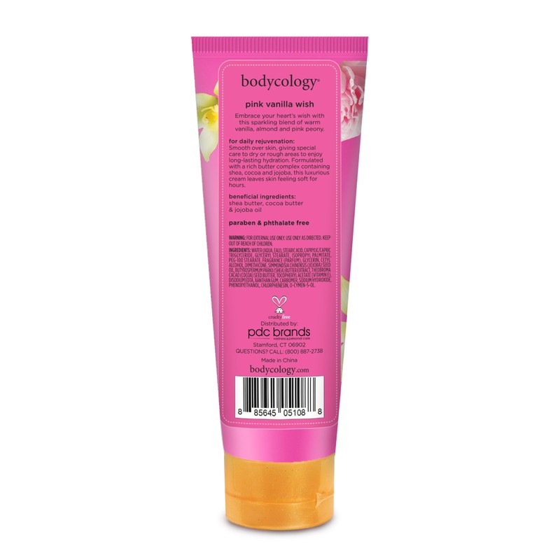 Bodycology Shea Butter Body Cream, Pink Vanilla Wish, 8 oz