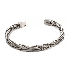 vissen Vintage Silver Open Bangles Bracelets for Womens Twisty Textured Stainless Steel Cuff Bracelet Dainty Jewelry Gift