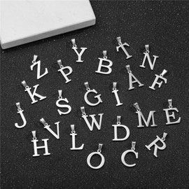 kelistom Gold Initial Necklace for Women Men 14K Gold Silver Tone Stainless Steel Letters Figaro Chain Necklace, Capital Monogram Necklace Alphabets from A-Z (K, White, chain length:18")