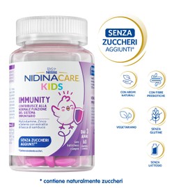 NESTLÉ NIDINACARE KIDS Immunity Integratore Alimentare multivitaminico per bambini da 3 anni, Barattolo da 60 caramelle gommose (162g)