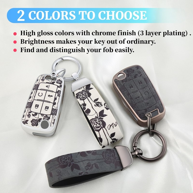EnerCharge Key Fob Cover with Keychain,Soft TPU and Leather Full