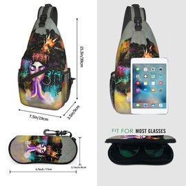 African American Black Girl sling bag for women crossbody chest bags Sling Backpack Travel Hiking Daypack for Women Men Shoulder Bag for Casual Sport Climbing Runners (Glasses case included)