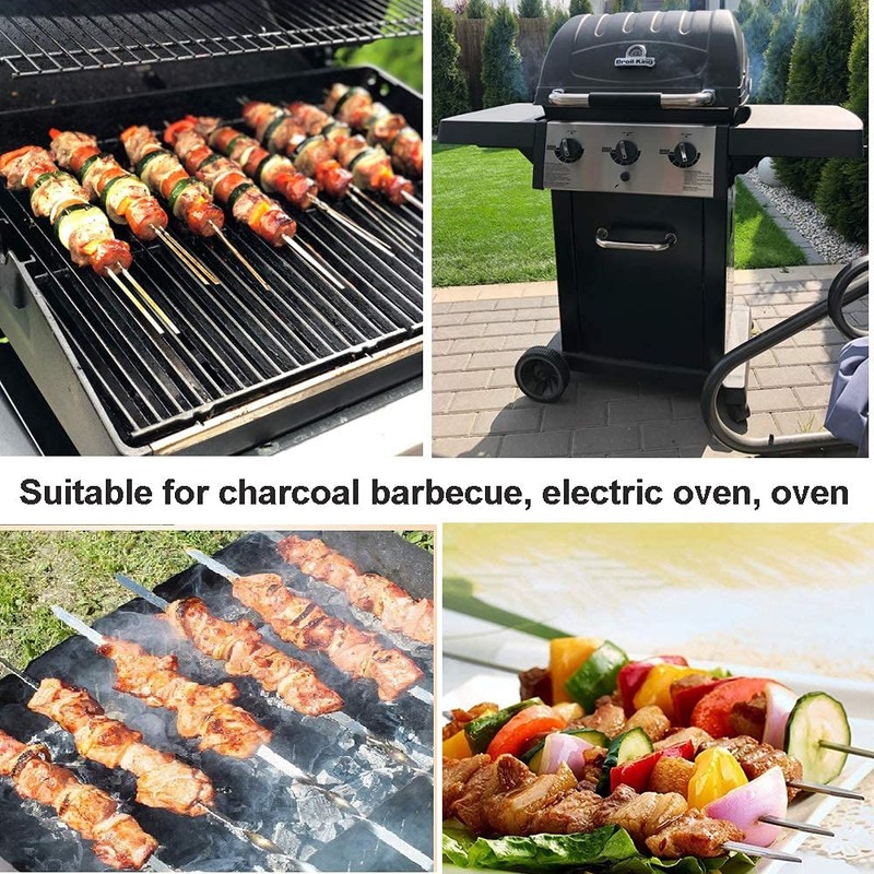 APPKOOK 20pack 15" Stainless Steel BBQ Skewers+ Storage Tube Flat