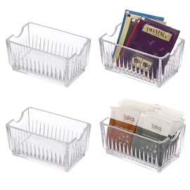 IGNPION 4 Pack Sugar Package Holder, Acrylic Tea Bag Organizer for Drawer, Transparent Sugar Bag Caddy Container, Small Spice Package Holder for Countertop, Coffee, Bar, Cabinet, Sweetener