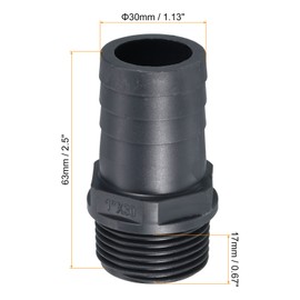 PATIKIL UPVC Barb Hose Fitting, 30mm Barbed G1 Male Thread Pipe Connector Adapter Quick Fittings for Water Fuel Air, Gray