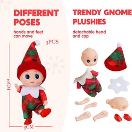 3pcs Christmas Elf Baby Mini Dolls,Christmas Baby Elves Twins Cute Little Elfs,Naughty Tiny Baby Elf Doll Novelty Toys Christmas Tradition Small Dolls for Girls Boys Kids Gift Xmas Stocking Stuffers