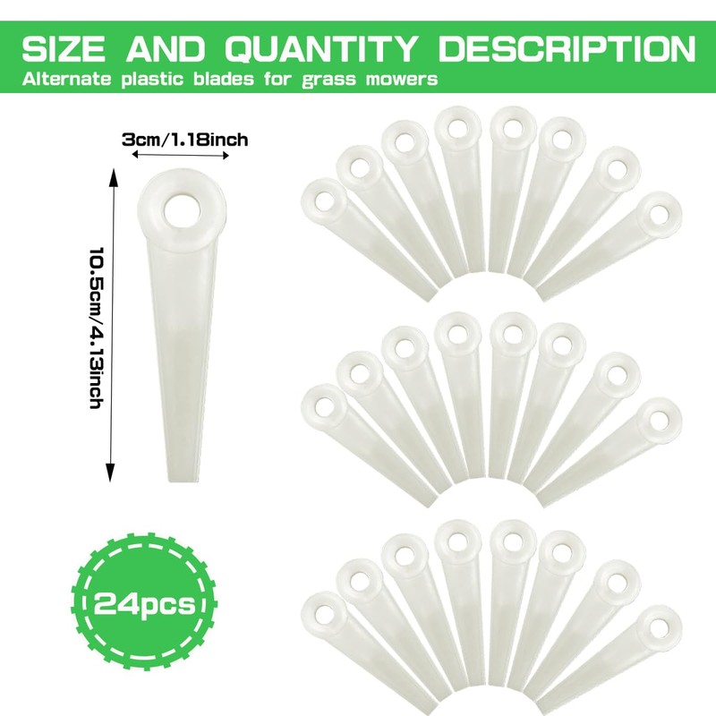 UPIQNG 24Pcs Plastic Trimmer Head Replacement Blades Grass Trimmer Blades