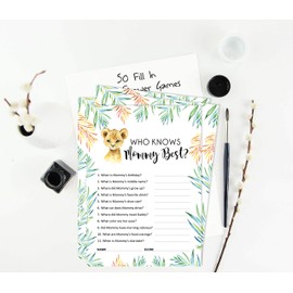 Inkdotpot Baby Cheetah Jungle Animals Who Knows Mommy Best Baby Shower Game Cards Fun Activity Cards Set Of 50 Party Theme
