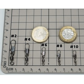 Piscorush 50/100Pcs Rolling Fishing Swivels with Clips Set Rolling Swivel with Interlock Snaps Barrel Fishing Lure Line Connector Snap Swivels Tackle Accessories (50Pcs - #2#4#6#8#10)